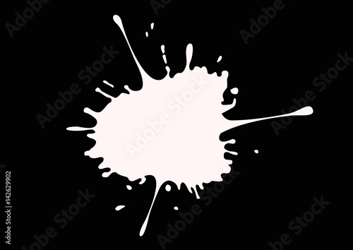 White ink splash on a black background