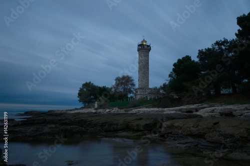 Lighthouse in the night in Savudrija / Croatia