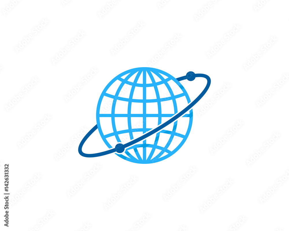 Obraz premium Globe Orbit Icon Logo Design Element