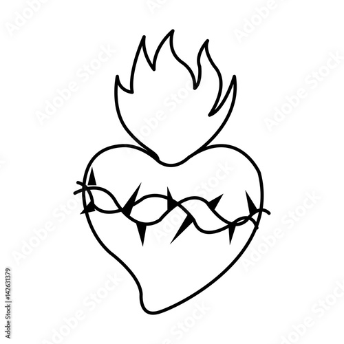 jesus christ sacred heart christian icon image vector illustration design 