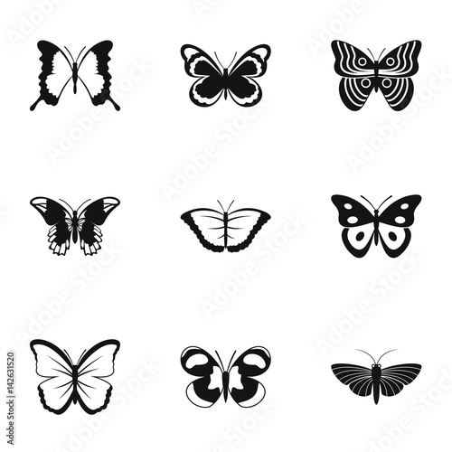 Butterfly icons set  simple style
