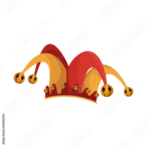 jester hat icon over white background. april fools day concept. colorful design. vector illustration