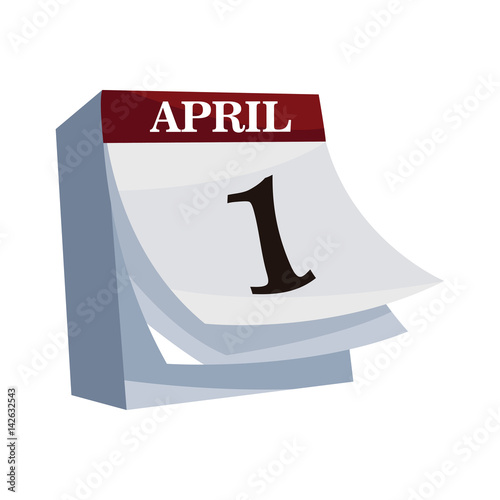 calendar with april fools day date over white background. colorful design. vector illustration