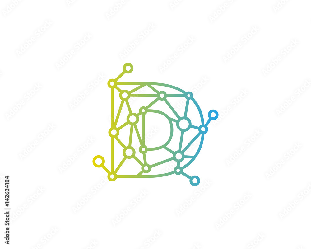 Letter D Connected Circle Network Icon Logo Design Element Letter D Connected Circle Network Icon Logo Design Element