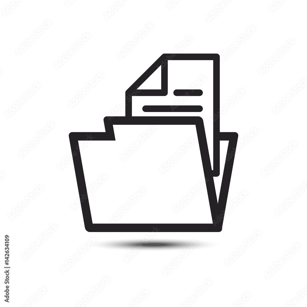Document archived in folder vector icon isolated on white background Document archived in folder vector icon isolated on white background