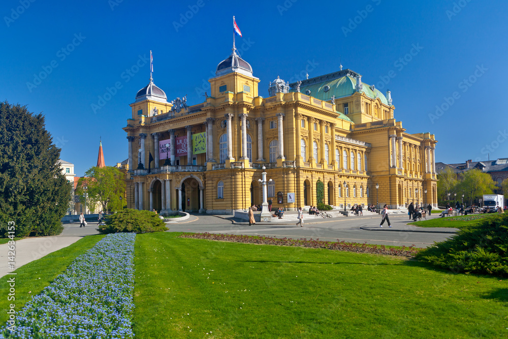 Croatian National Theater on a spring sunny day.