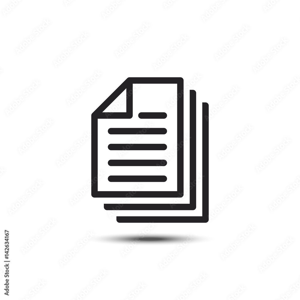 Multiple documents black vector icon isolated on white background Multiple documents black vector icon isolated on white background