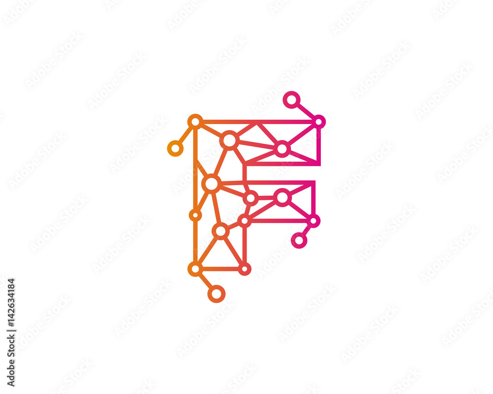 Letter F Connected Circle Network Icon Logo Design Element Letter F Connected Circle Network Icon Logo Design Element