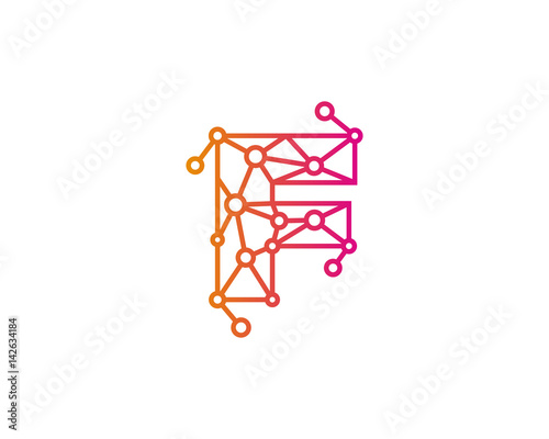 Letter F Connected Circle Network Icon Logo Design Element © Nizwa Design
