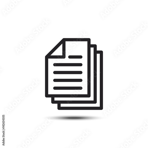 Multiple documents flat black vector icon isolated on white background