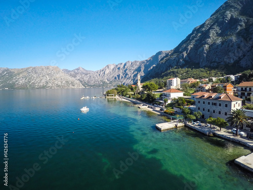 Kotor Bay shoreline in Montenegro