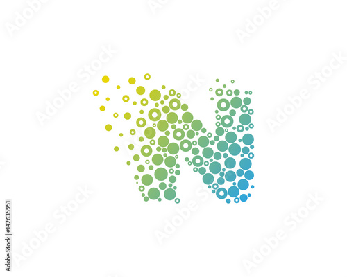Letter N Particle Circle Icon Logo Design Element