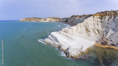 White, rocky cliffs of Scala dei Turchi on the southern coast of Sicily, overlooking Mediterranean sea ..