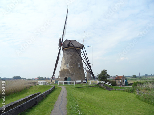The Authentic Dutch Windmill at Kinderdijk Windmill Complex, South Holland, Netherlands