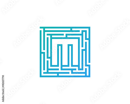 Letter M Maze Labyrint Icon Logo Design Element