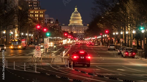 4K Washington DC Pennsylvania Ave Traffic Twilight Timelapse 2a