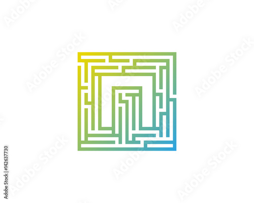 Letter N Maze Labyrint Icon Logo Design Element