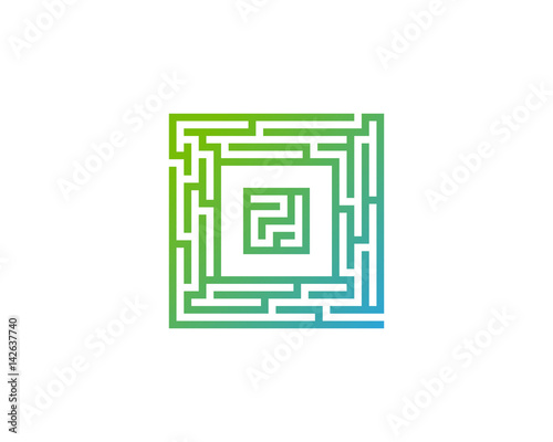 Letter O Maze Labyrint Icon Logo Design Element