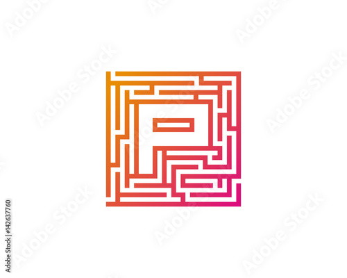 Letter P Maze Labyrint Icon Logo Design Element