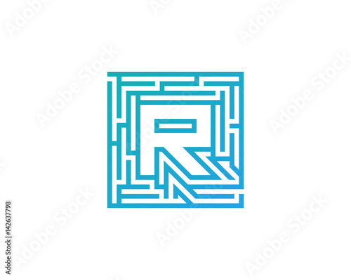 Letter R Maze Labyrint Icon Logo Design Element
