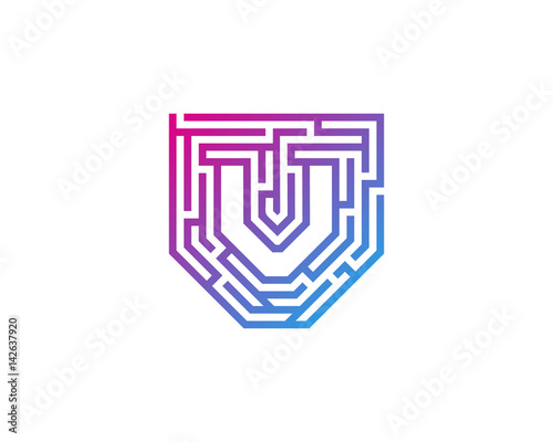 Letter V Maze Labyrint Icon Logo Design Element