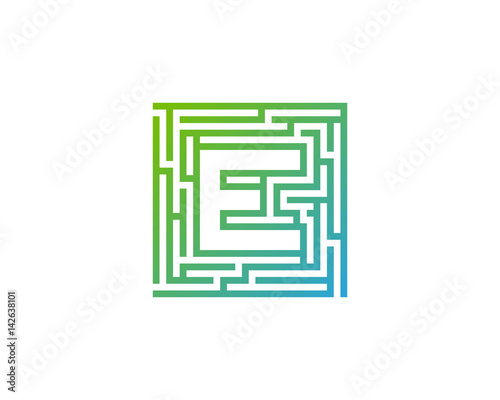 Letter E Maze Labyrint Icon Logo Design Element