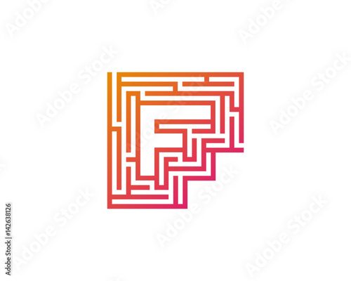 Letter F Maze Labyrint Icon Logo Design Element