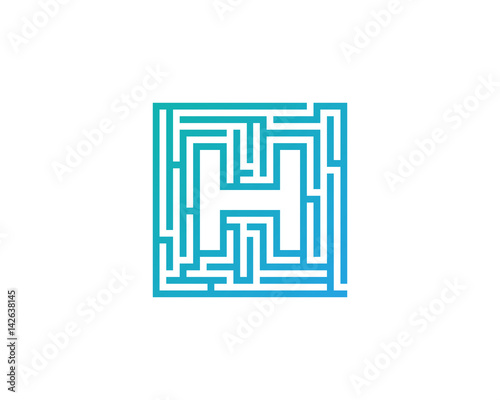 Letter H Maze Labyrint Icon Logo Design Element