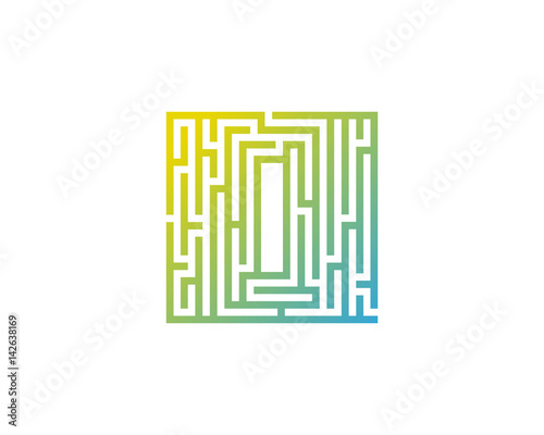 Letter i Maze Labyrint Icon Logo Design Element