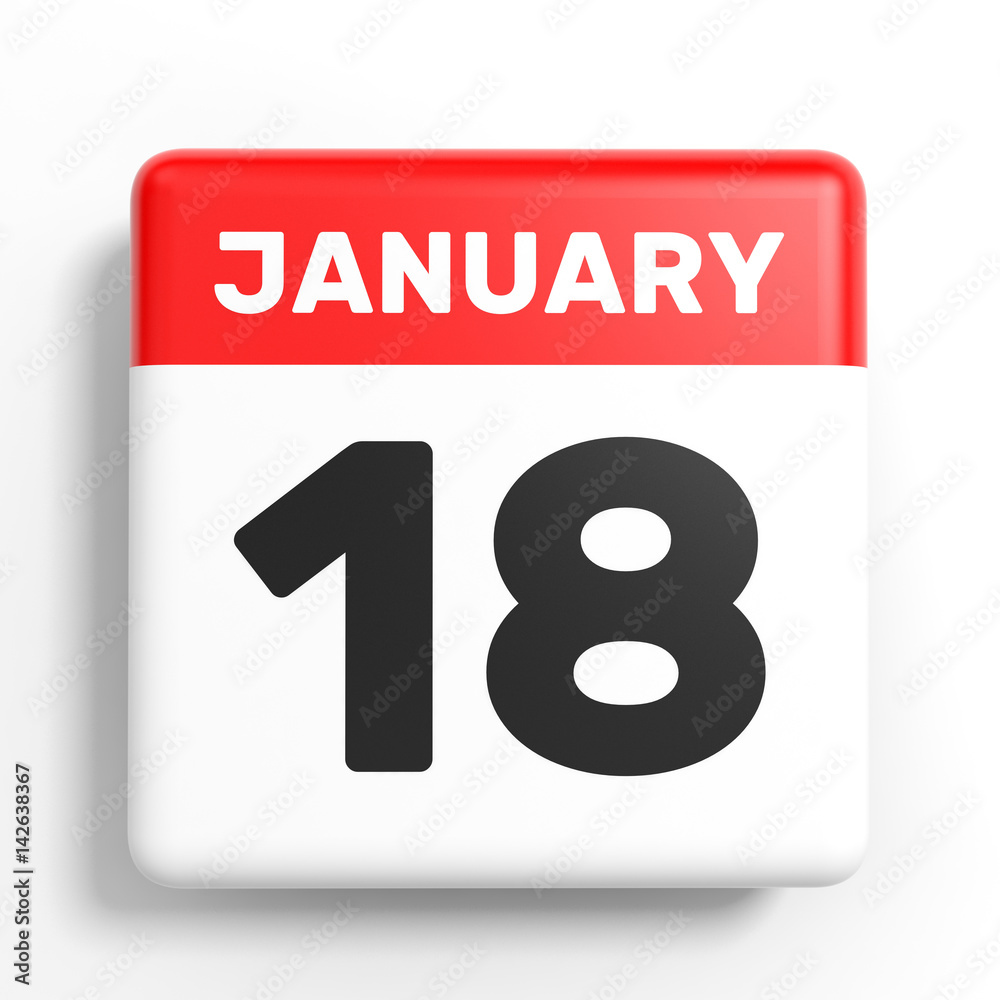 January 18. Calendar on white background. January 18. Calendar on white background.