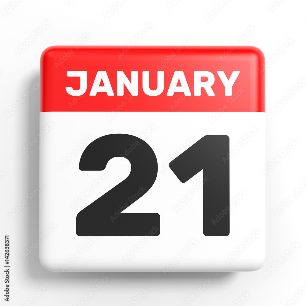 January 21. Calendar on white background. January 21. Calendar on white background.