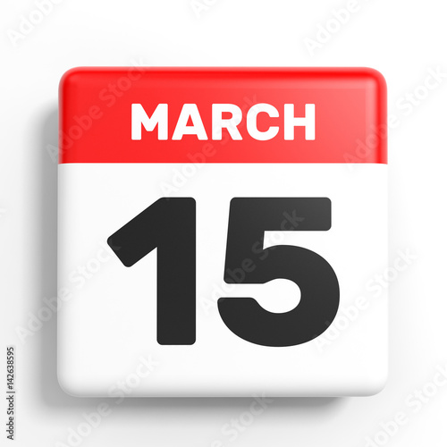 March 15. Calendar on white background.