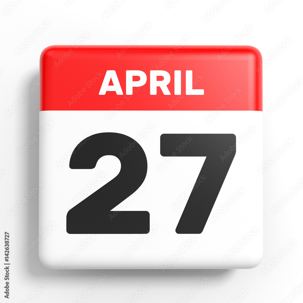 April 27. Calendar on white background. April 27. Calendar on white background.