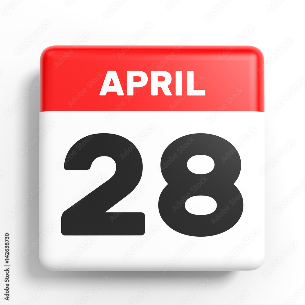 April 28. Calendar on white background. April 28. Calendar on white background.