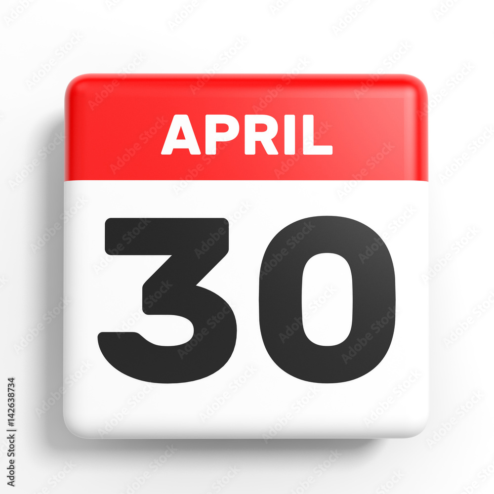 April 30. Calendar on white background. April 30. Calendar on white background.