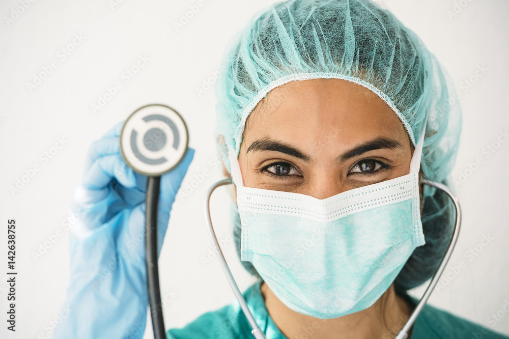 Nurse with phonendoscope Nurse with phonendoscope