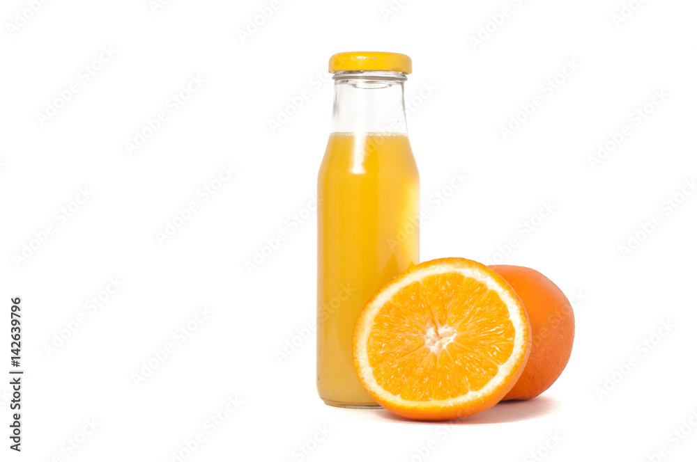 Isolated drink. Glass of orange juice and slices of orange fruit isolated on white background Isolated drink. Glass of orange juice and slices of orange fruit isolated on white background