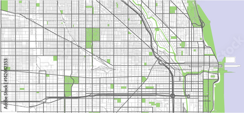 vector map of the city of Chicago, USA