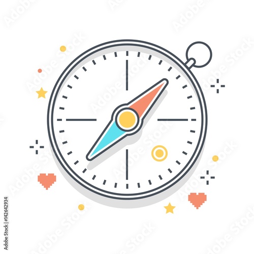 Color line, compass concept illustration, icon