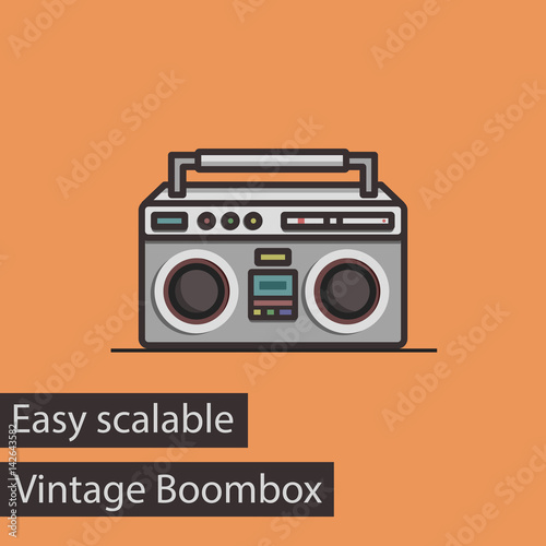 Vintage Boombox Flat Style Vector Icon. Easy Scalable.