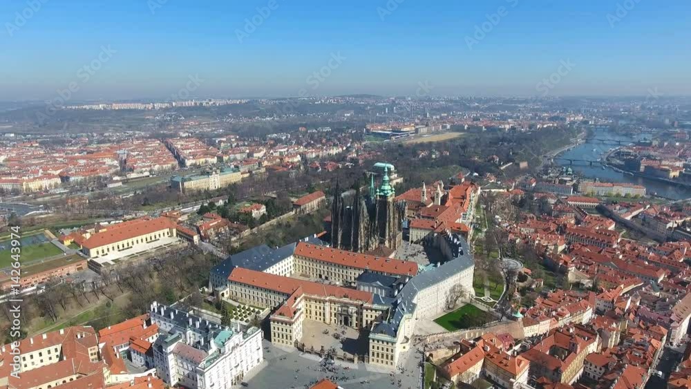 Aerial view of Old Town of Prague and church Saint Vitus in Prague, Czech Republic Aerial view of Old Town of Prague and church Saint Vitus in Prague, Czech Republic