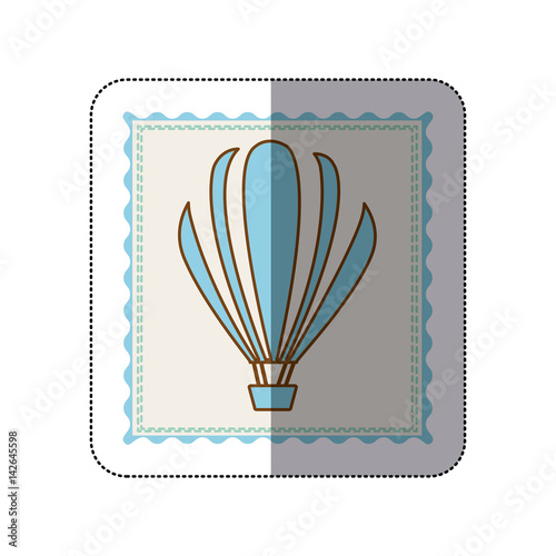 sticker frame with silhouette of hot air balloon vector illustration