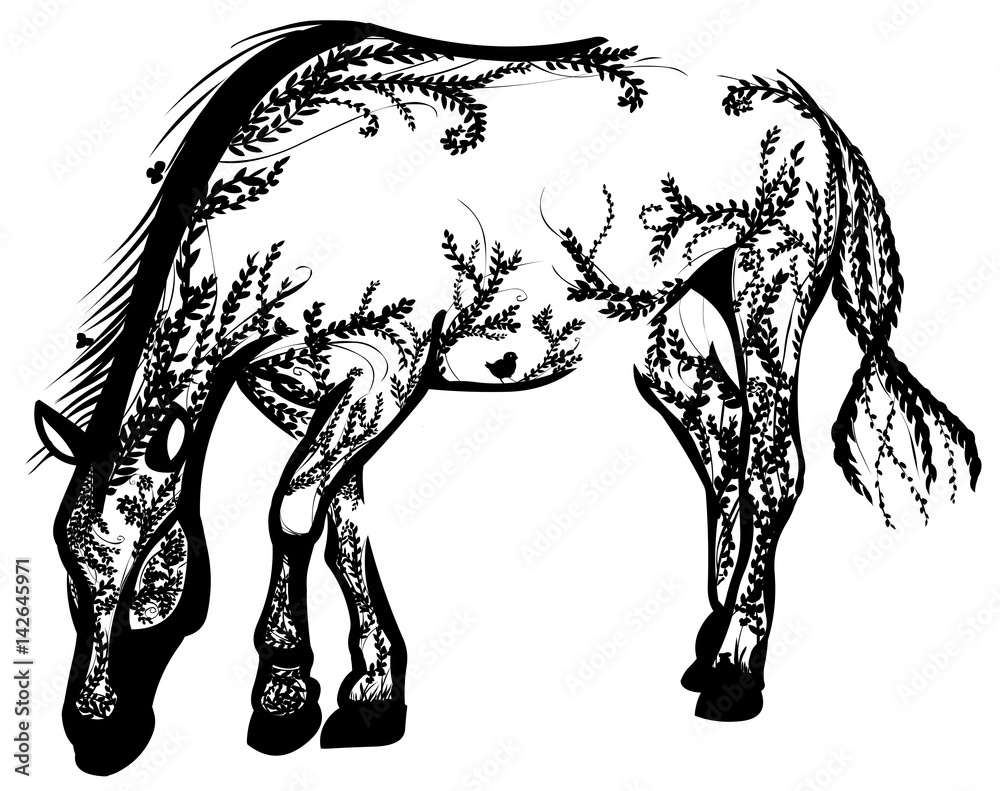 Obraz premium horse design made with tangle of creepers