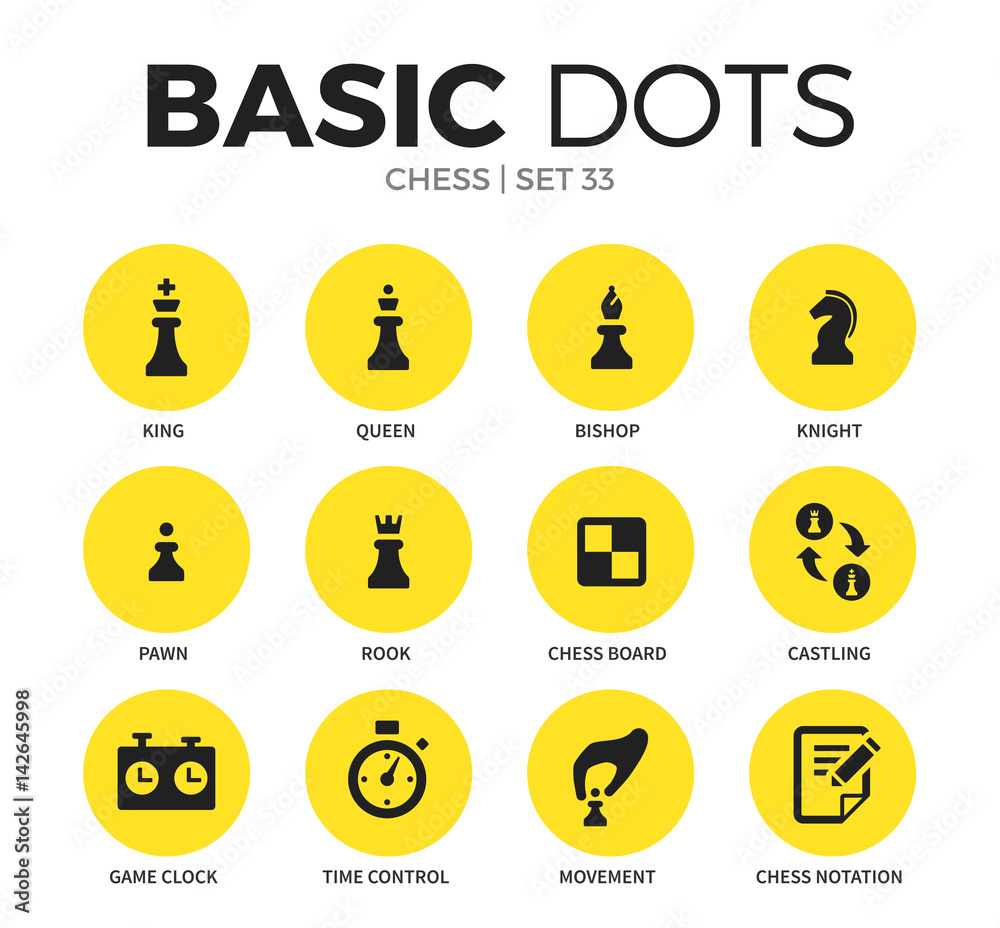 Chess flat icons vector set Chess flat icons vector set