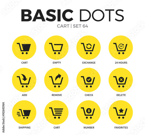 Cart flat icons vector set