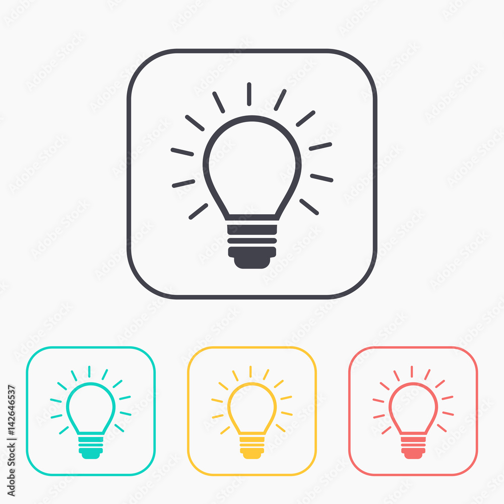 Electric light bulb with rays vector flat icon Electric light bulb with rays vector flat icon