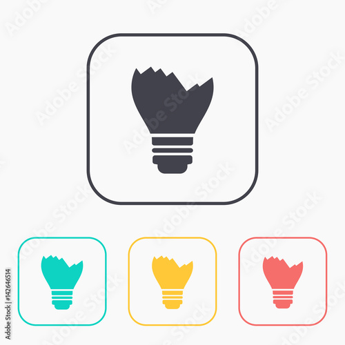 Broken light bulb vector flat icon