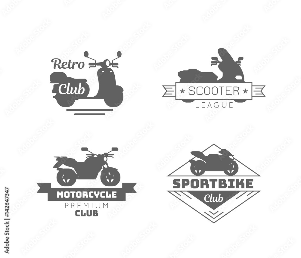 Obraz premium Black Motorcycle Logotypes Set
