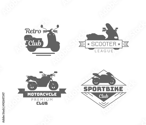 Black Motorcycle Logotypes Set