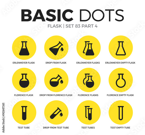 Flask flat icons vector set